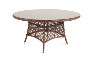 «Эспрессо» плетеный круглый стол из искусственного ротанга (коричневый, 150 см)