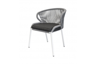 «Милан» плетеный стул из роупа (веревки), каркас белый, цвет серый
